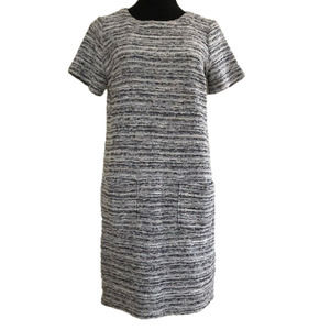 COPY - ANN Taylor Loft gray and ivory textured shift a-line dress. Size M petite
